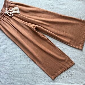 Layne Collective Sushi Pant Artisan Pull-On Drawstring Pants Rayon Cotton Brown